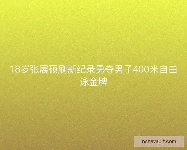 18岁张展硕刷新纪录勇夺男子400米自由泳金牌