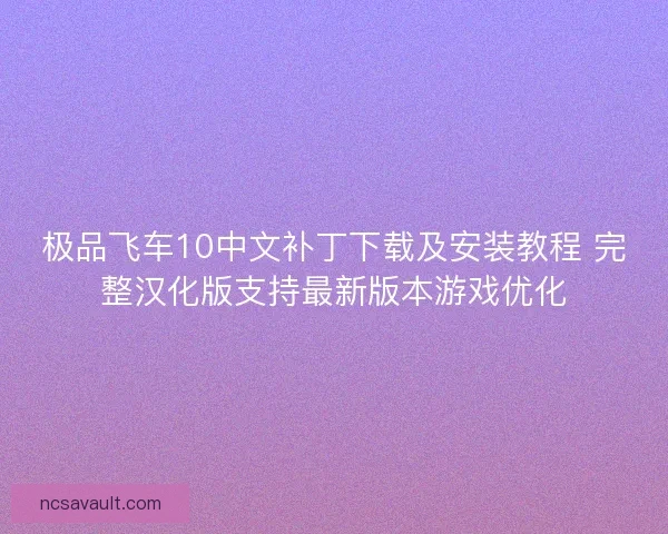 极品飞车10中文补丁下载及安装教程 完整汉化版支持最新版本游戏优化