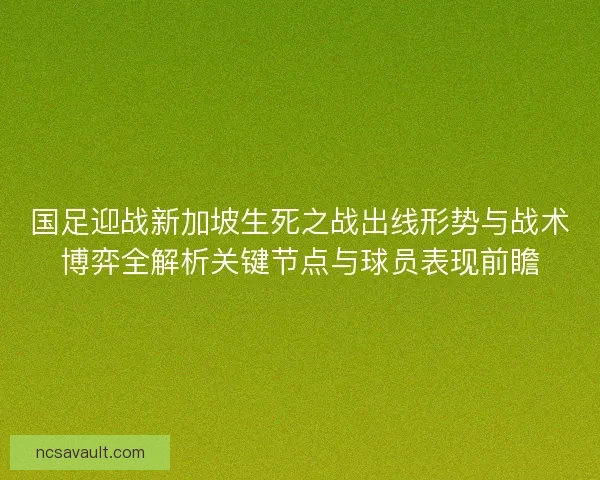 国足迎战新加坡生死之战出线形势与战术博弈全解析关键节点与球员表现前瞻